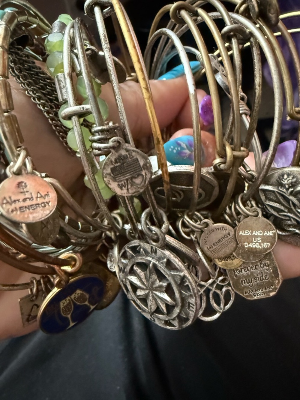 ALEX and ANI 5/25 or $8 Each Vintage Mixed Gold Silver Rose Charm Bracelets - Picture 3 of 8